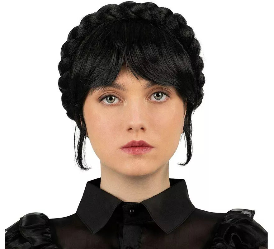 Peluca de Niña Siniestra corona trenzada