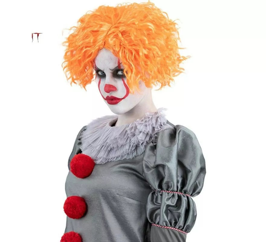 Translation missing: en.Peluca de Pennywise naranja corta y ondulada adulto