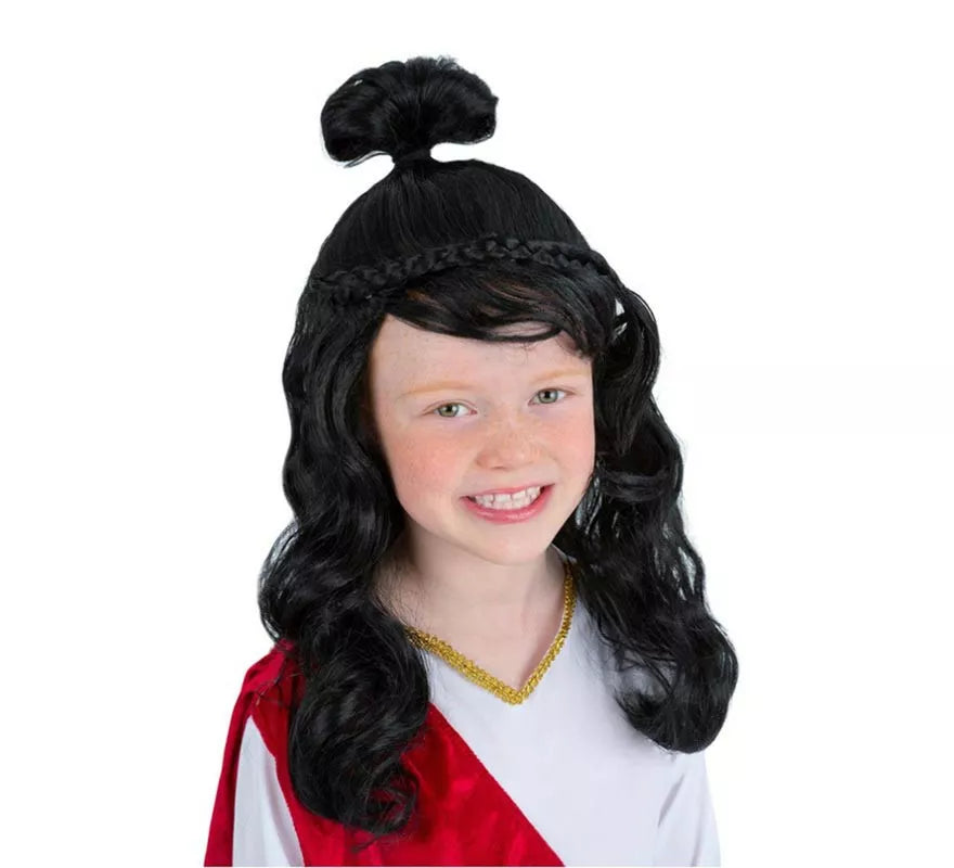 Peluca de Princesa Griega negra infantil