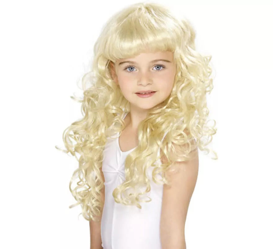 Translation missing: en.Peluca de Princesa Rubia Larga y Rizada Infantil