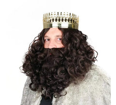 Wizard King Wig with Matte Dark Brown Beard