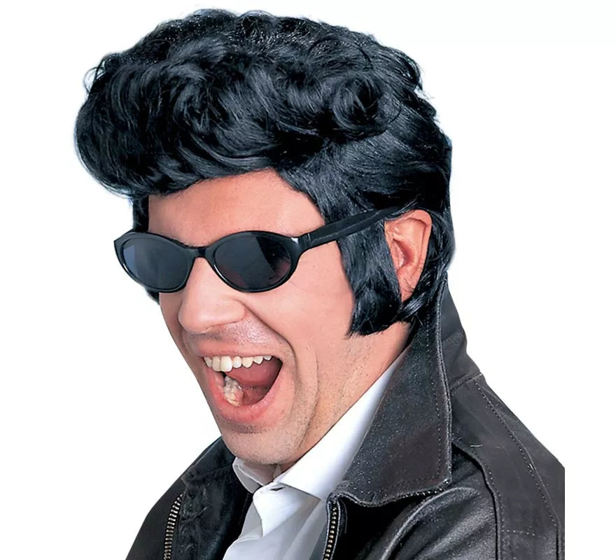 Peluca de Rock and Roll negra adulto