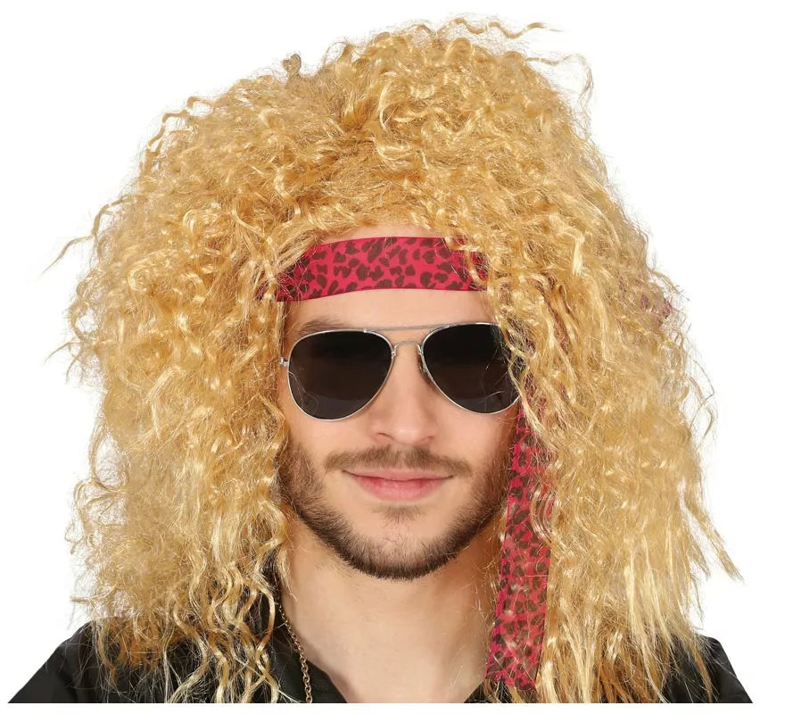 Peluca de Rockero Rubia con Cinta