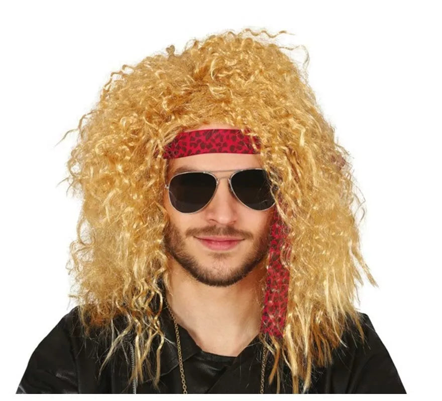 Peluca de Rockero Rubia con Cinta