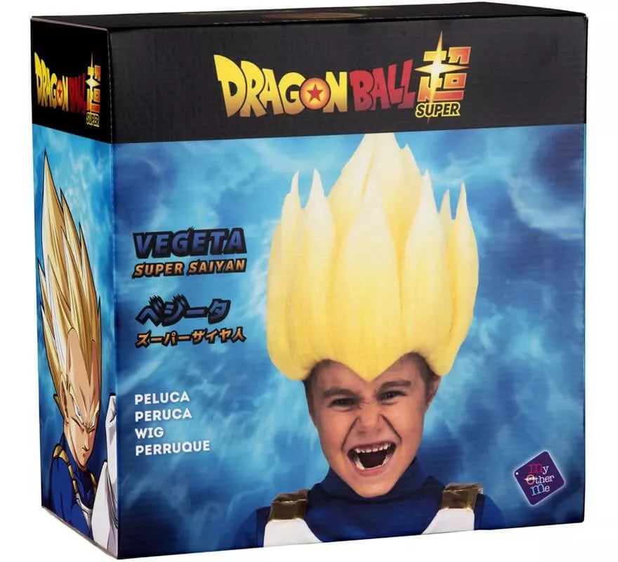 Peluca de Saiyan Vegeta de Dragón Ball en caja para niño