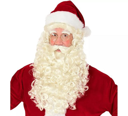 Peluca de Santa Claus o San Nicolás con Barba, Bigote y Cejas