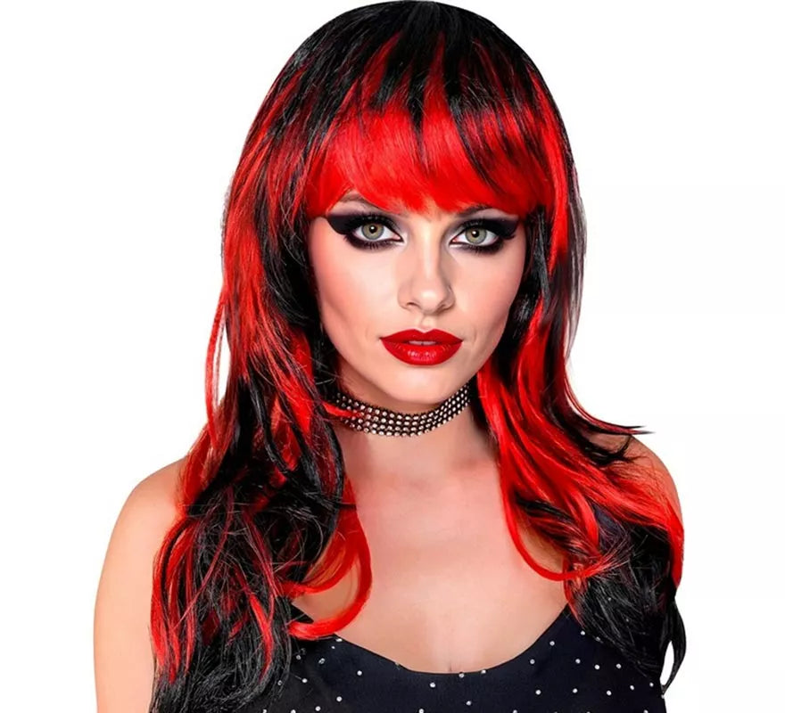 Peluca de Vampiresa negra y roja
