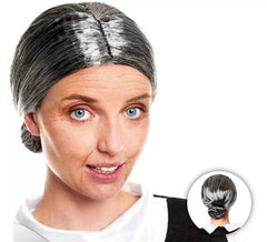 Old Lady wig with gray bow