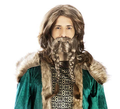 Smooth Viking wig with woven beard