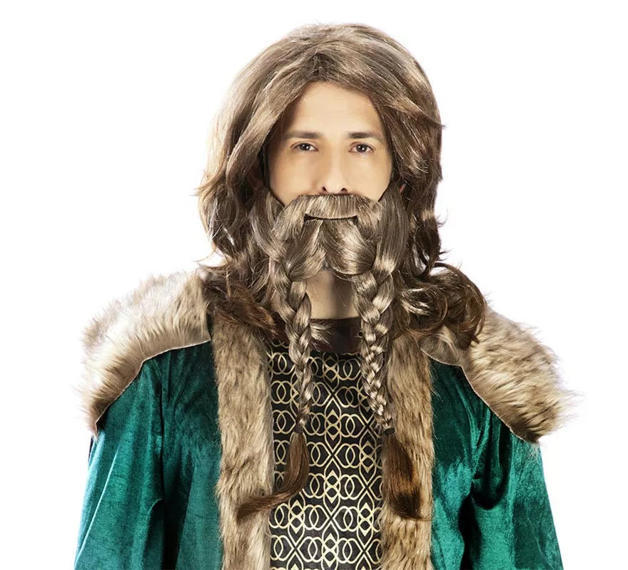 Translation missing: en.Peluca de Vikingo lisa con Barba tejida