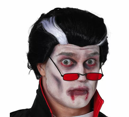 Peluca Drácula con mechas blancas