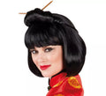 Peluca Geisha negra con agujas deluxe