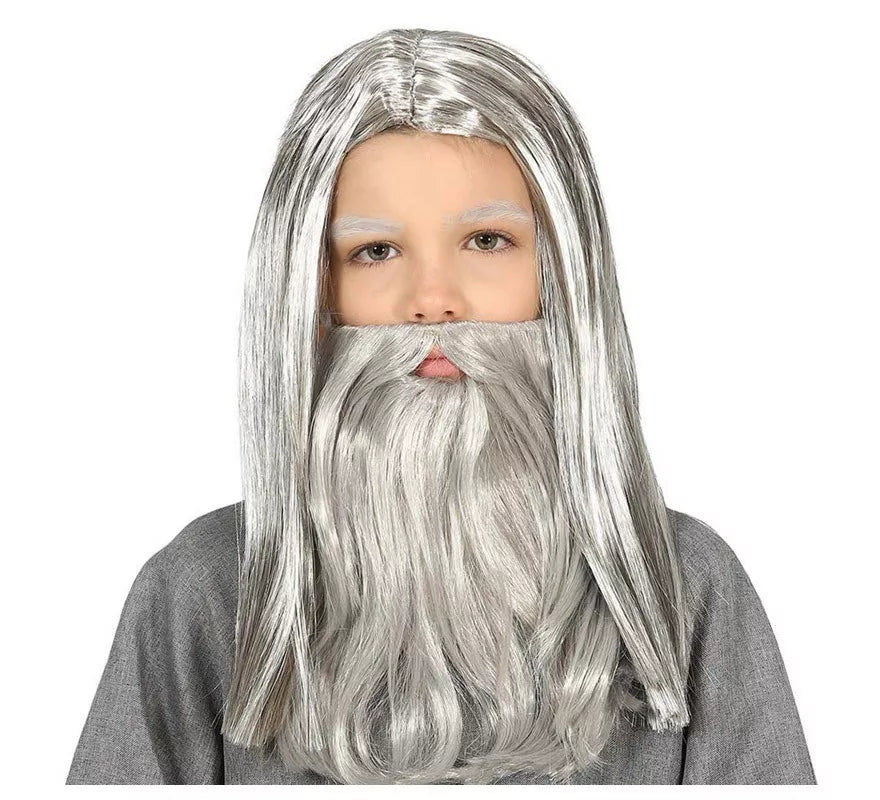 Translation missing: en.Peluca Gris con Barba Larga Infantil
