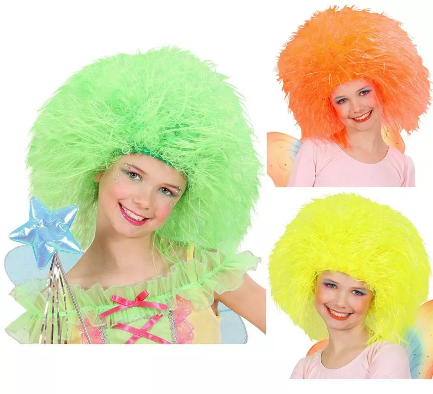Peluca Hada Fluorescente Infantil en varios colores