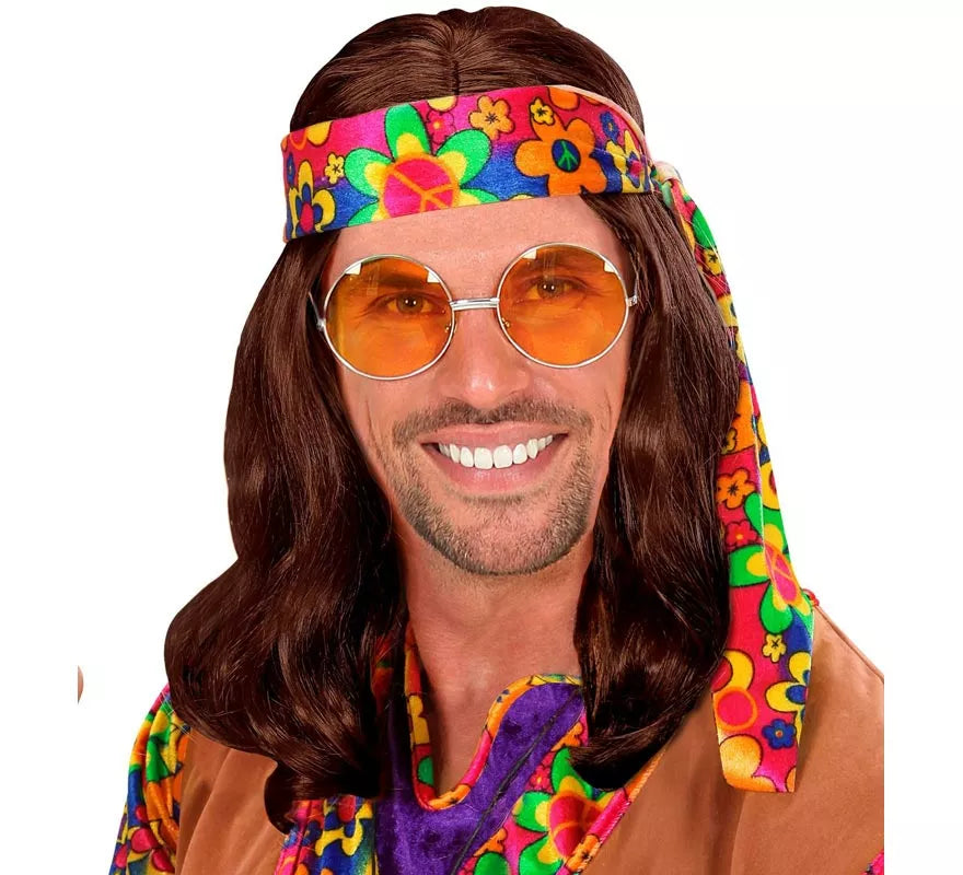 Peluca Hippie con Banda en varios colores adulto