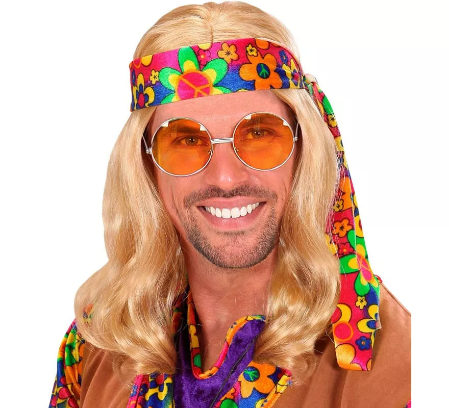 Translation missing: en.Peluca Hippie con Banda en varios colores adulto