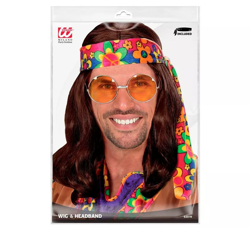 Translation missing: en.Peluca Hippie con Banda en varios colores adulto