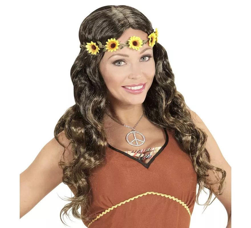 Peluca Hippie o Medieval con cinta en varios colores adulto