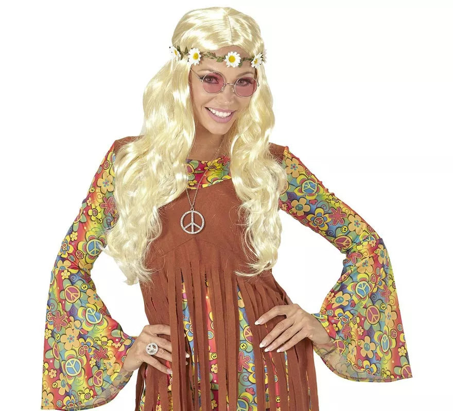 Translation missing: en.Peluca Hippie o Medieval con cinta en varios colores adulto