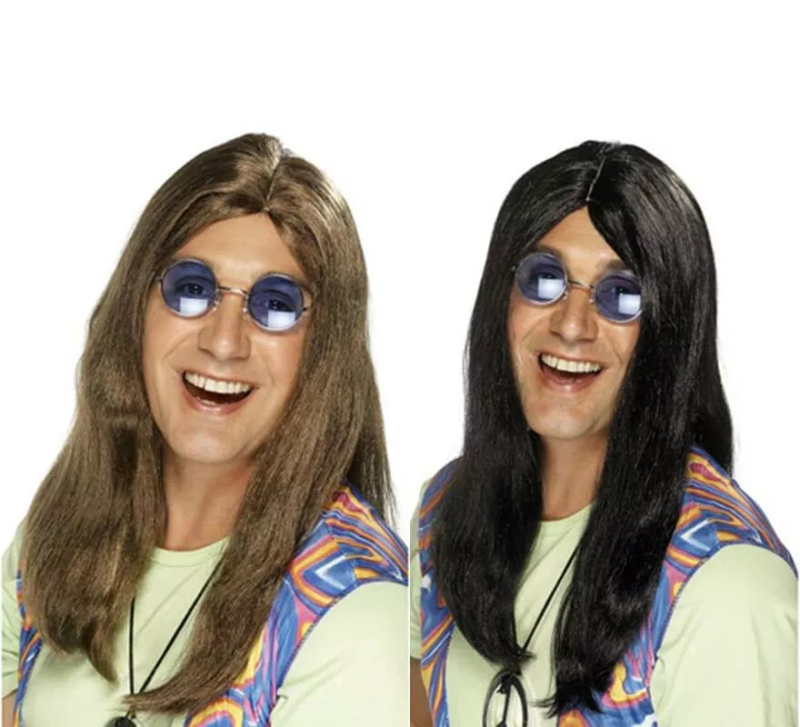Translation missing: en.Peluca Hippy Larga con Raya en Medio para Hombre en varios colores