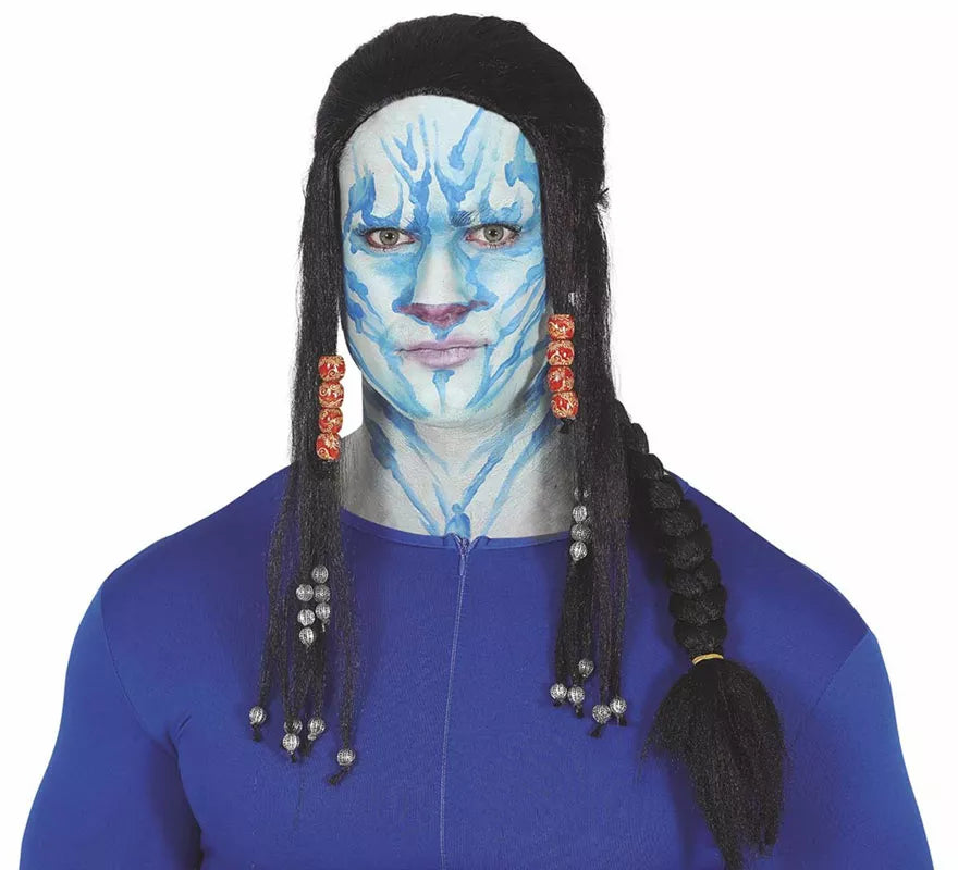Peluca Larga con Trenzas y Pañuelo
