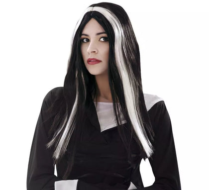 Peluca larga de Bruja Negra y Blanca