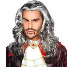 Long black and white vampire wig