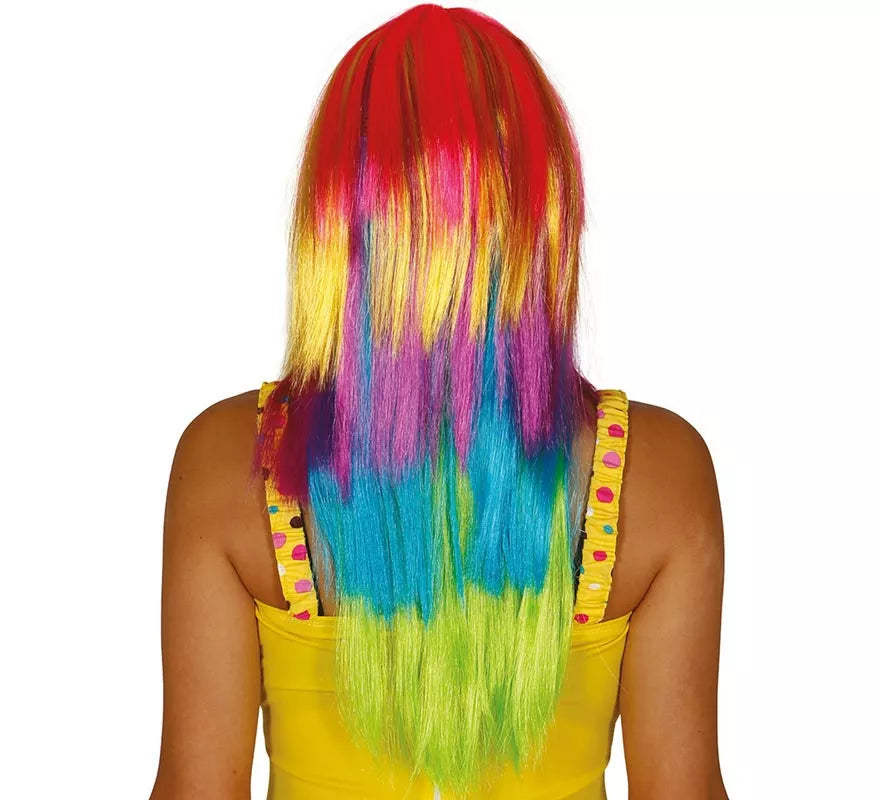 Peluca larga lisa multicolor