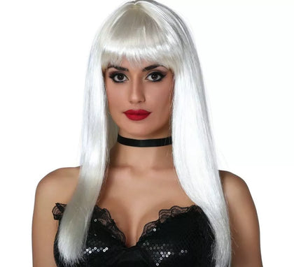Peluca Larga y Lisa Blanca
