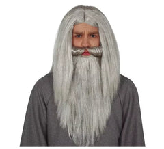 Peluca Mago Melena y Barba Gris