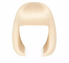 Medium length wig with bangs in various colors