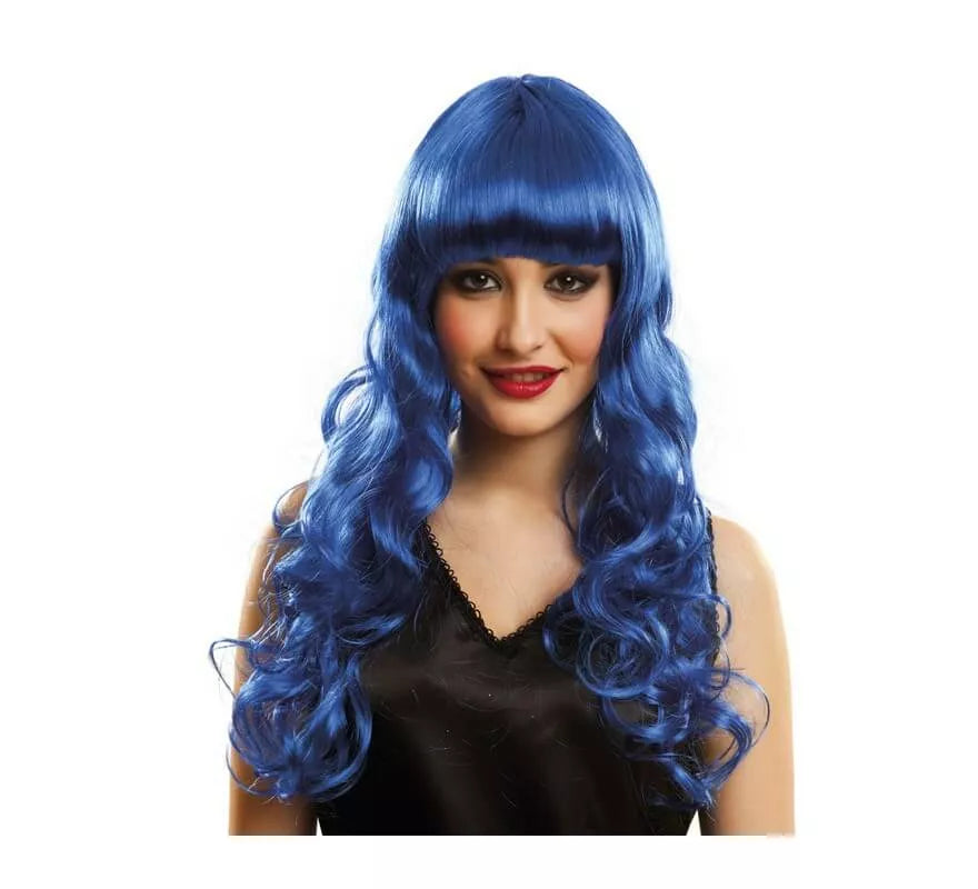 Translation missing: en.Peluca Melena Katy con rizos y flequillo azul