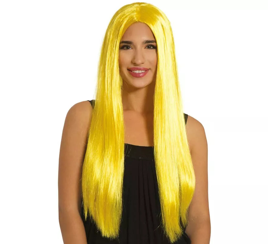 Peluca Melena Larga Amarilla Lisa