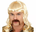 Peluca Melena Rubia de Hombre con Bigote Castaño