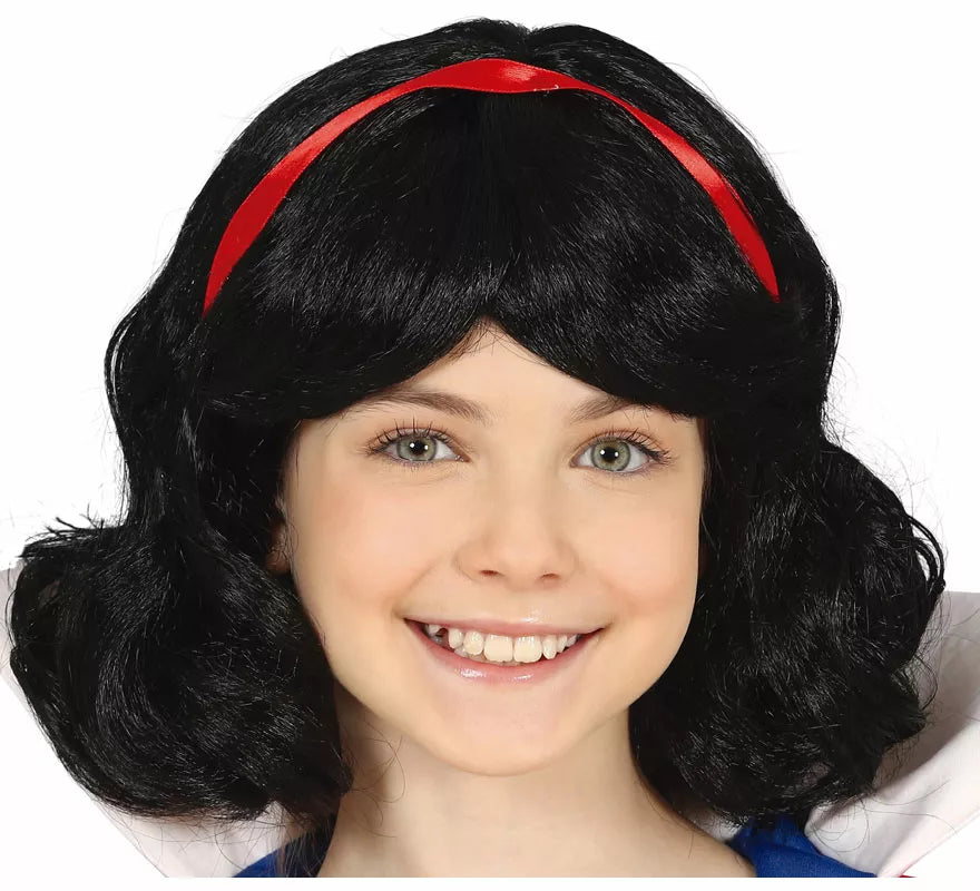 Peluca Negra con Cinta Roja Infantil