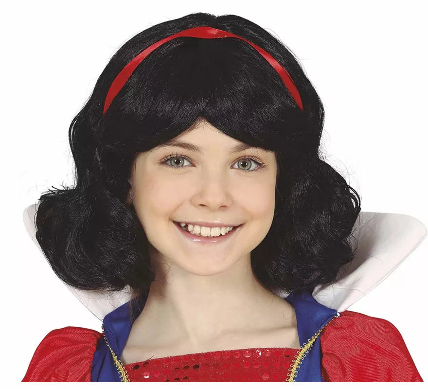 Peluca Negra con Cinta Roja Infantil