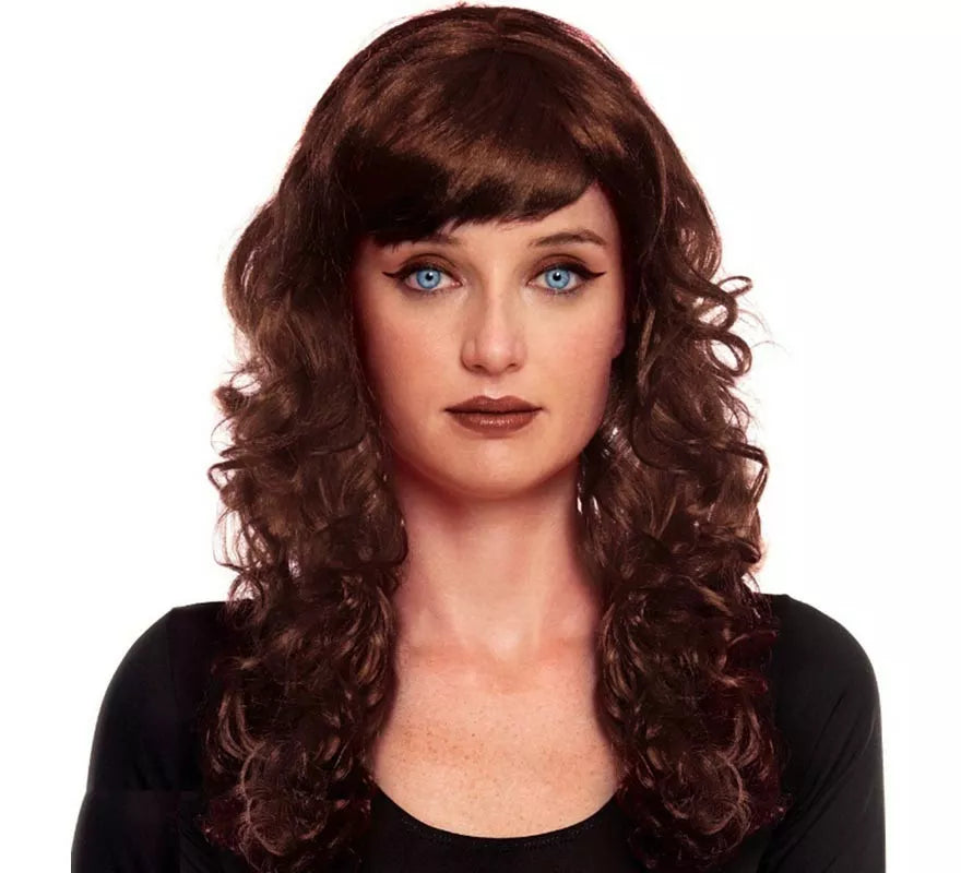 Translation missing: en.Peluca Ondas castaña oscura con fleco