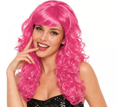 Dark pink waves wig with fringe