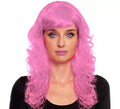 Peluca Ondas rosa oscura con fleco