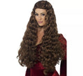Peluca Princesa Medieval marrón extra larga