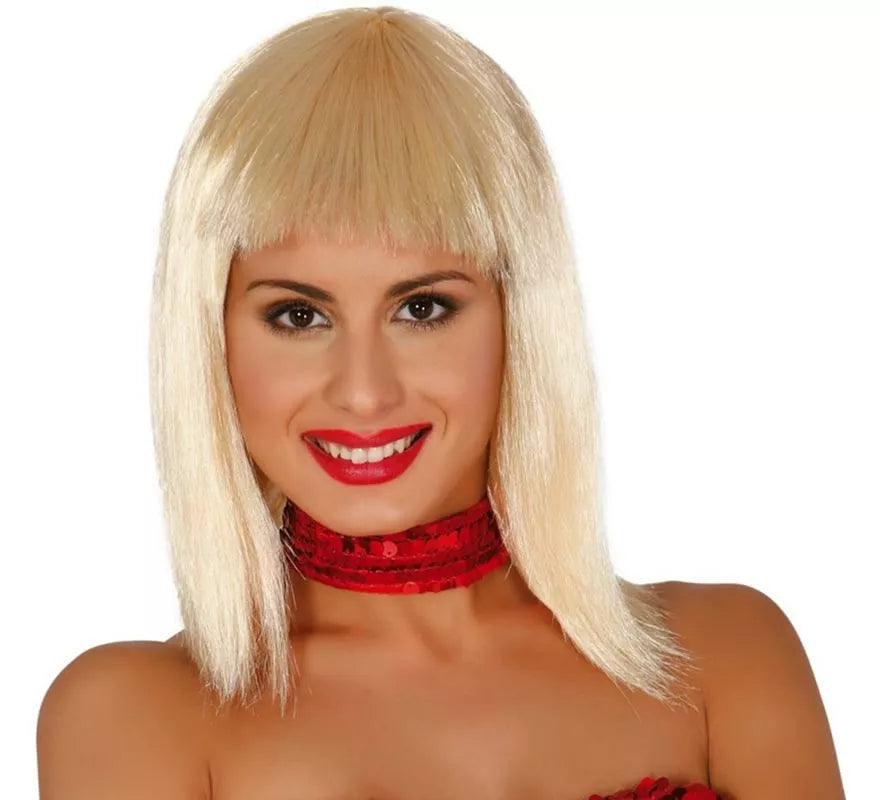 Translation missing: en.Peluca Rafaella o Cleopatra rubia. Peluca rubia con flequillo