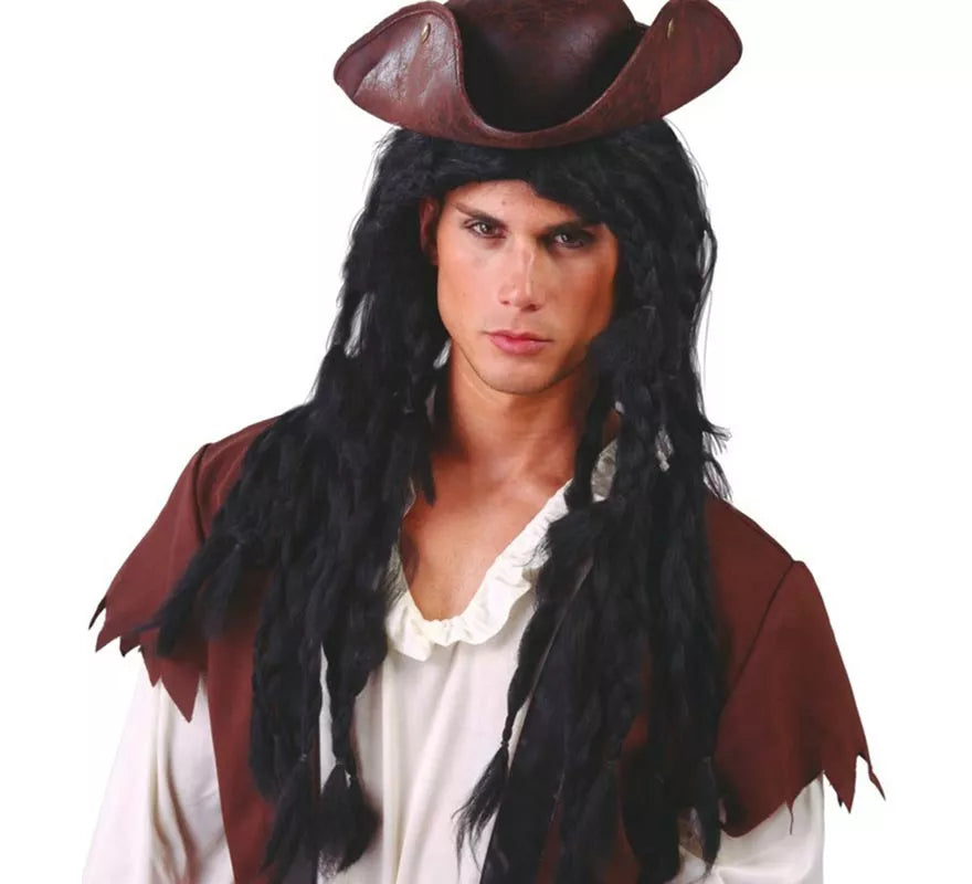 Peluca Rastas largas negra de Pirata