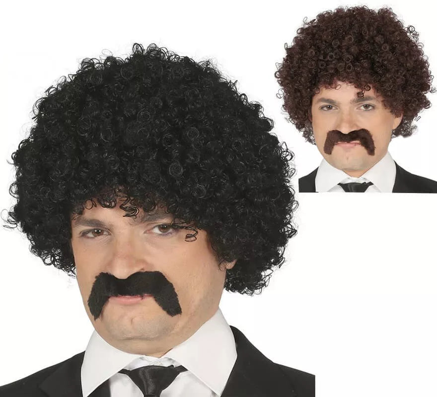 Translation missing: en.Peluca Rizada con Bigote en varios colores