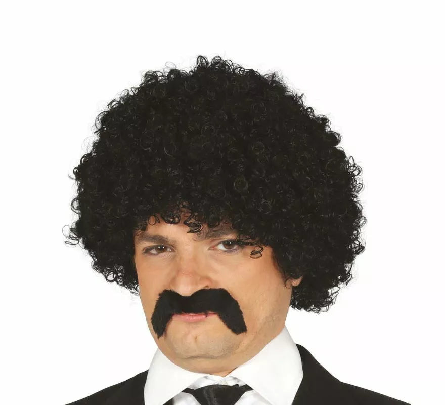 Peluca Rizada con Bigote en varios colores