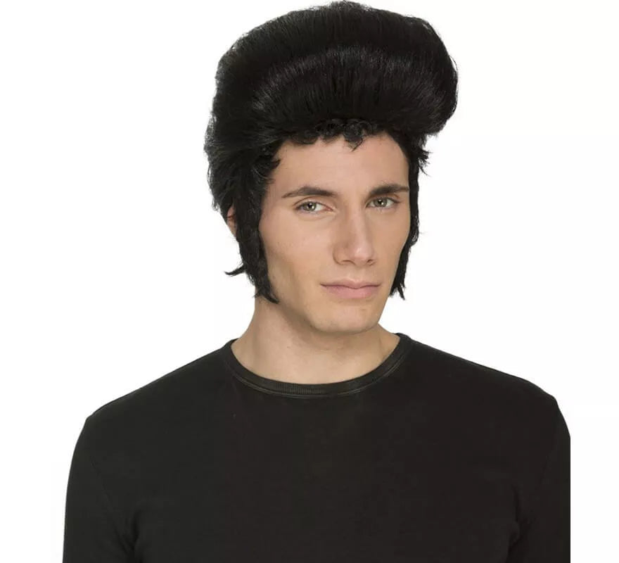 Translation missing: en.Peluca Rocker negra de Rey de Rock con Tupé
