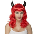 Peluca Roja ondulada con Cuernos de Demonia