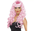 Peluca Rosa rizada con flequillo