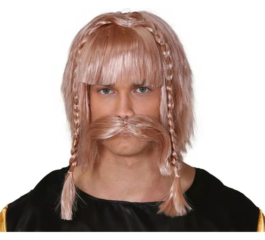 Translation missing: en.Peluca rubia con bigote incluido de Vikingo