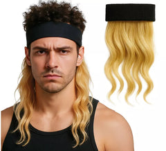 Blonde wig with black ribbon