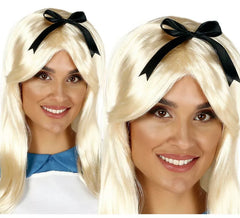 Blonde Wig with Black Bow